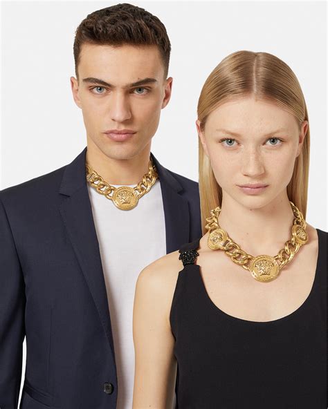 versace gold tone triple chain medusa necklace|Versace Medusa medallion necklace.